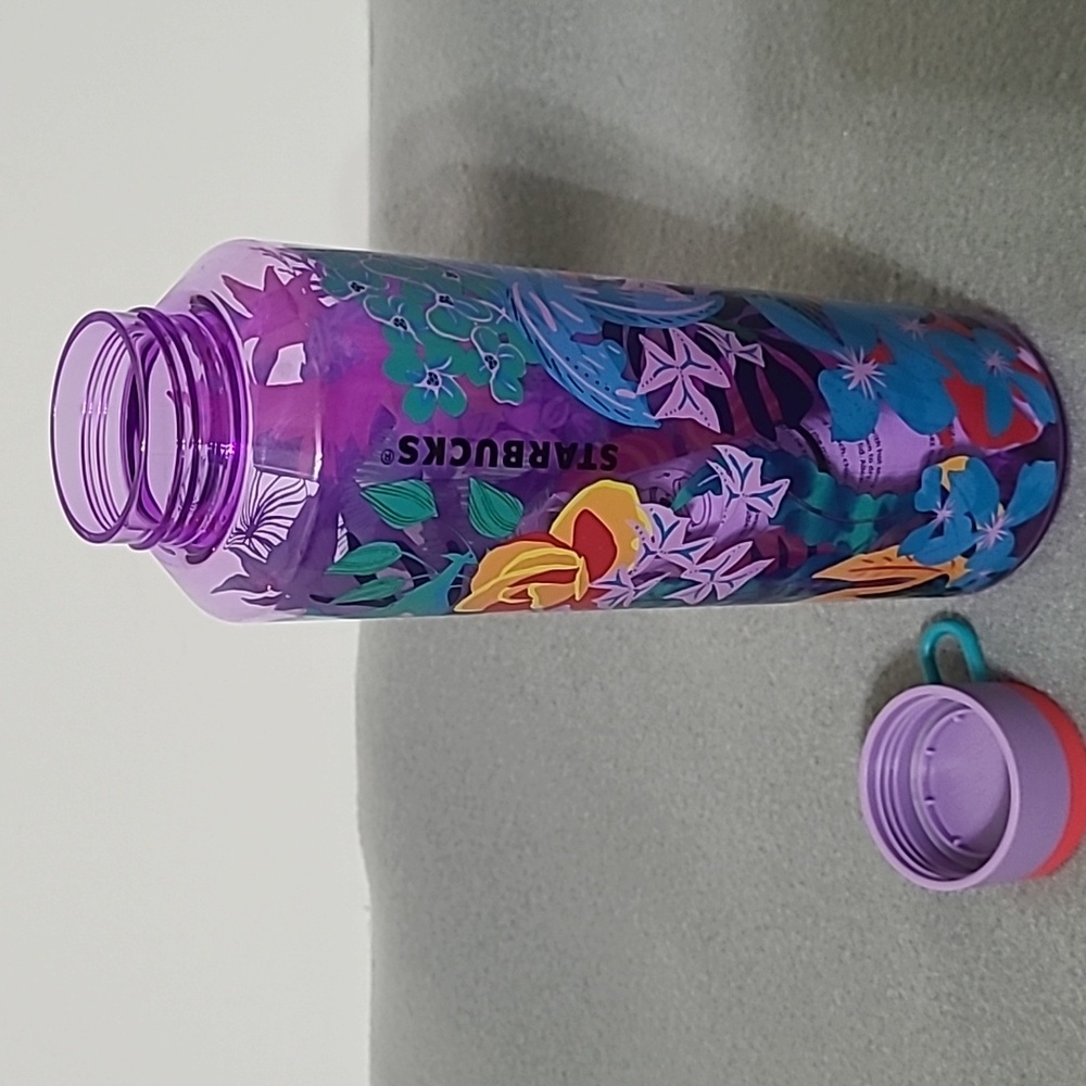 STARBUCKS 2022 Summer Pink & Purple Floral‎ Jungle Water Bottle with Strap - Picture 3 of 6